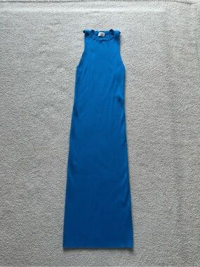 aritzia navy blue dress Kali Modal Bandeau Maxi Dress in Aqua Blue main image 1